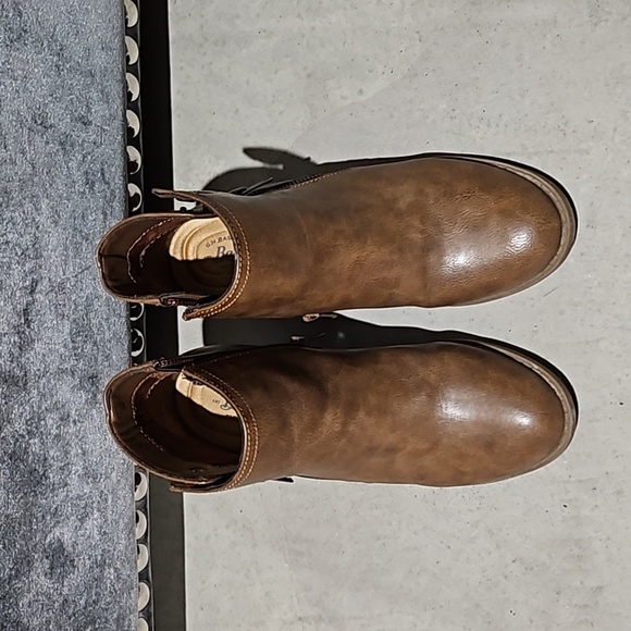Brown Side Zip Chunky Ankle Boots - Picture 1 of 8